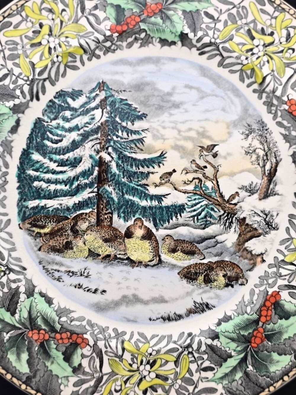 Adams England Snowed Up Ruffed Grouse In Winter 10" Plate Winter Scenes - Picture 3 of 10